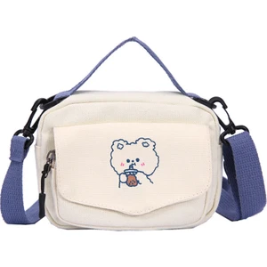 Mini Bez Crossbody Çantalar Kore Tarzı Mektup Baskı Öğrenci Bez Çanta Çalışma Çalışması Kullanımı Için (Yurt Dışından)