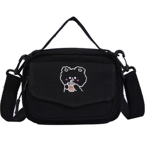 Mini Bez Crossbody Çantalar Kore Tarzı Mektup Baskı Öğrenci Bez Çanta Çalışma Çalışması Kullanımı Için