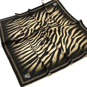 Siyah, Zebra Desenli Ipek Eşarp