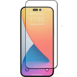 Apple iPhone 14 Pro Max Uyumlu Tam Kaplayan 5d Ekran Koruyucu Cam Black Logis