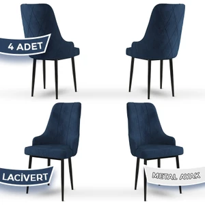 Trex Serisi   Babyface Kumaş Siyah Metal Ayak 4 Adet Sandalye