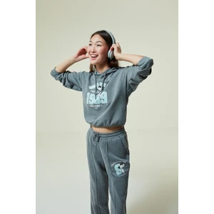 Snoopy Desenli Uzun Kollu Kapüşonlu Sweatshirt