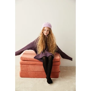 Siyah Kız Çocuk Simli Külotlu Çorap