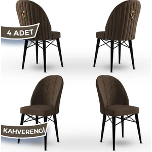Concept Canisa Ritim Serisi, 1.sınıf Babyface Ithal Kumaş, 4 Adet Sandalye, Siyah Gürgen Ayak, Gold Halkalı