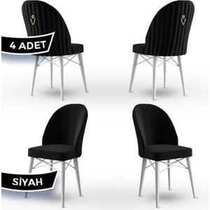 Concept Ritim Serisi, Babyface Ithal Kumaş, 4 Adet Sandalye, Beyaz Gürgen Ayak, Gold Halkalı