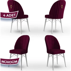 Concept Ritim Serisi, Babyface Ithal Kumaş, 4 Adet Sandalye, Beyaz Gürgen Ayak, Gold Halkalı