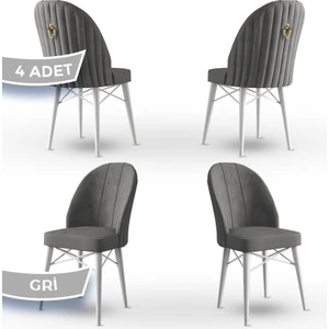 Concept Ritim Serisi, Babyface Ithal Kumaş, 4 Adet Sandalye, Beyaz Gürgen Ayak, Gold Halkalı