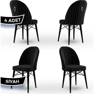 Concept Canisa Ritim Serisi, 1.sınıf Babyface Ithal Kumaş, 4 Adet Sandalye, Siyah Gürgen Ayak, Gold Halkalı