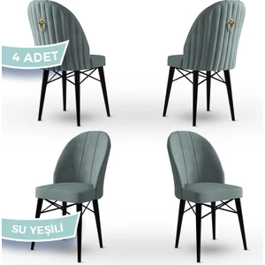 Concept Canisa Ritim Serisi, 1.sınıf Babyface Ithal Kumaş, 4 Adet Sandalye, Siyah Gürgen Ayak, Gold Halkalı