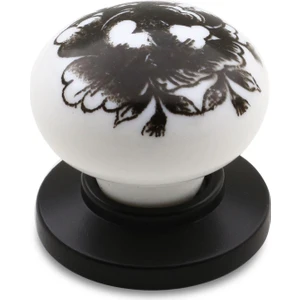 Eymen Düğme Çekmece Dolap Kapak Kulpu Kulbu Beyaz Siyah Desenli Polimer Kulp