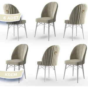 Concept Canisa Ritim Serisi, 1.sınıf Babyface Ithal Kumaş, 6 Adet Sandalye, Beyaz Gürgen Ayak, Gold Halkalı