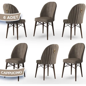 Concept Ritim Serisi, Babyface Kumaş, 6 Adet Sandalye, Ceviz Gürgen Ayak, Gold Halkalı