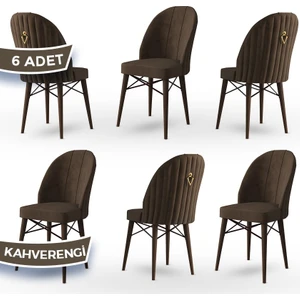 Concept Ritim Serisi, Babyface Kumaş, 6 Adet Sandalye, Ceviz Gürgen Ayak, Gold Halkalı