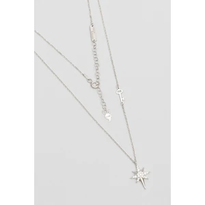 So CHIC Vega Başarı Yıldızı 18 Ayar Beyaz Altın Kaplama 48 cm Gümüş Kolye