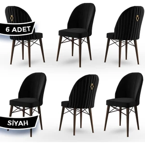 Concept Ritim Serisi, Babyface Kumaş, 6 Adet Sandalye, Ceviz Gürgen Ayak, Gold Halkalı
