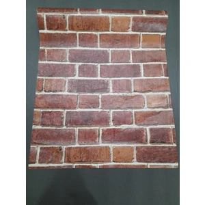 Kırmızı Tuğla Desenli Beyaz Derzli Duvar Kağıdı(5m2)