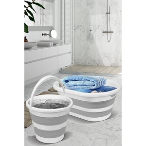 Ahir Ticaret Katlanabilir Çamaşır Sepeti-Katlanabilir Akordiyon Su Kovası Yeni Nesil 2'li Set
