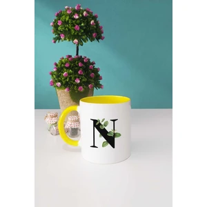 Botanik N Harfli Kupa Bardak Sarı