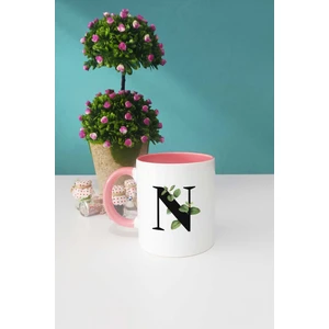 Botanik N Harfli Kupa Bardak Pembe