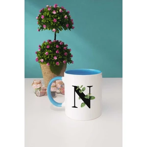 Botanik N Harfli Kupa Bardak Mavi