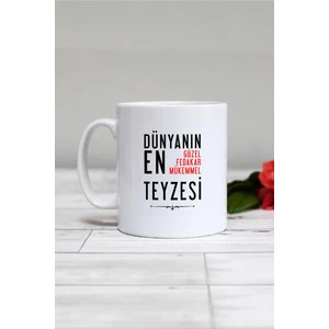 Teyzeye Hediye Kupa Bardak Beyaz