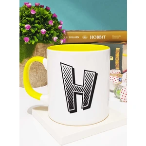 Harf Tasarımlı H Harfli Kupa Bardak Sarı