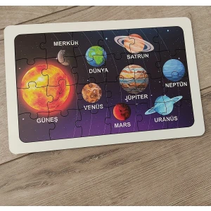 Güneş Sistemi Puzzle Ahşap Renkli Puzzle 24 Parça