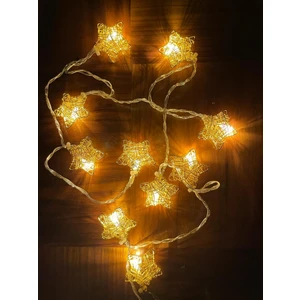 Dekoratif Yıldız Model Gold Metal Şerit LED Yılbaşı Ağaç Süsleme (10'lu)