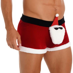 NSM Life Erkek Noel Baba Figürlü Kırmızı Kadife Yılbaşı Boxer
