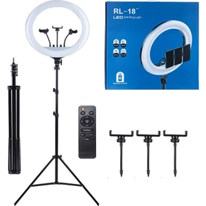 F&W Foto & World Rl-18 Ring Light 18 Inç Selfie Işığı Kumandalı Çantalı Youtuber Makyaj Vlog Blog Tiktok Çekimi