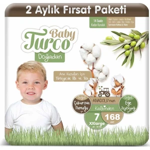 Baby Turco Bebek Bebek Bezi 2 Aylık Paket 7 Numara 20-30 kg 168 Adet