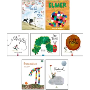 Farklı Ama Aynı (Feridun Oral) + Elmer + Nokta + Mış Gibi (Peter Reynolds) Aç Tırtıl (Eric Carle) + Frederick + Pezzettino (Leo Lionni) - 7'li Çocuk Masal Hikaye Öykü Kitapları
