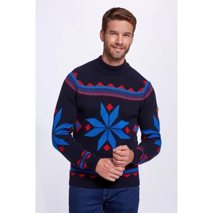 Kaşmir Yün Karışımlı Yarım Balıkçı Lacivert Kazak