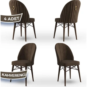 Concept Ritim Serisi  Babyface Ithal Kumaş 4 Adet Sandalye Ceviz Gürgen Ayakgold Halkalı