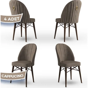 Concept Ritim Serisi  Babyface Ithal Kumaş 4 Adet Sandalye Ceviz Gürgen Ayakgold Halkalı