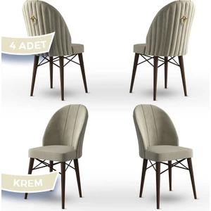 Concept Ritim Serisi  Babyface Ithal Kumaş 4 Adet Sandalye Ceviz Gürgen Ayakgold Halkalı
