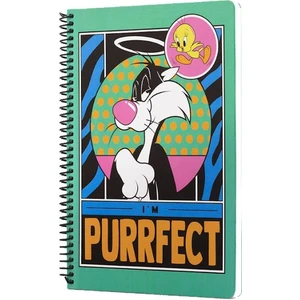 Looney Tunes I'm Purrfect Spiralli Defter Yeşil Kareli