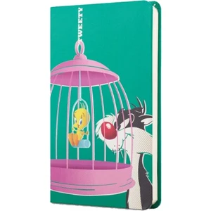 Tweety Sert Kapak Lastikli Mini Defter Yeşil