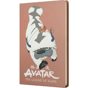 Avatar Appa ve Aang Sert Kapak Butik Defter Puce Rengi Çizgisiz