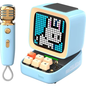 Ditoomic Piksel Ekranlı Karaoke Mikrofonlu Mavi Bluetooth Hoparlör