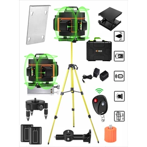 Profesyonel 2x Li-On Batarya 4X360 16 Satır Otomatik Hizalama Çapraz Çizgi Lazer + Kumanda