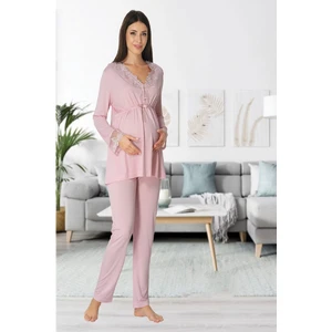 Puerpera Effort Kadın Pembe Lohusa Hamile Pijama Takımı 8092