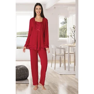 Puerpera Effort Kadın Vişne Emzirme Özellikli Lohusa Hamile Pijama Takımı 3045