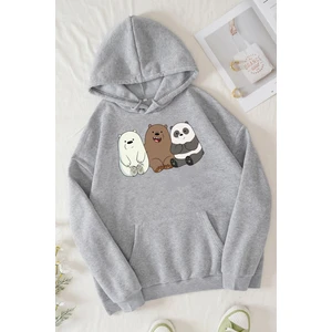 Unisex Kafadar Ayılar Baskılı Sweatshirt