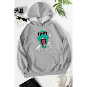Unisex T - Rex Baskılı Sweatshirt