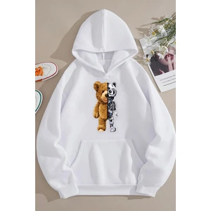 Unisex Boys Bear Baskılı Sweatshirt