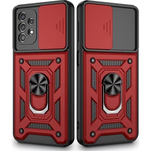 Samsung Galaxy A32 Kılıf Yüzüklü Standlı Kamera Korumalı Pars + Ekran Koruyucu