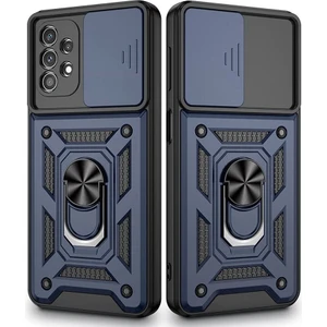 Samsung Galaxy A73 Kılıf Yüzüklü Standlı Kamera Korumalı Pars + Ekran Koruyucu