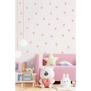 Neşeli Günlerim Pembe Kalpler Duvar Sticker 200 Adet