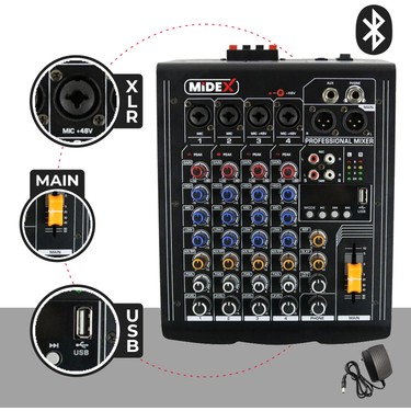 Midex MP-400 Amfili Power Mikser 2X200 Watt 4 Kanal Fiyatı